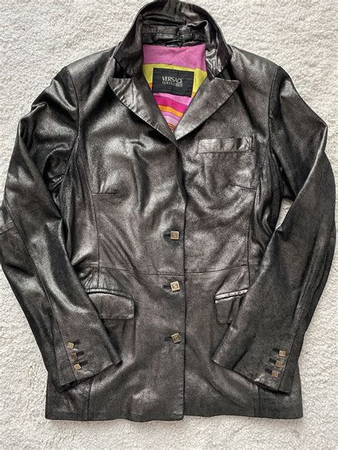 vintage versace leather coat